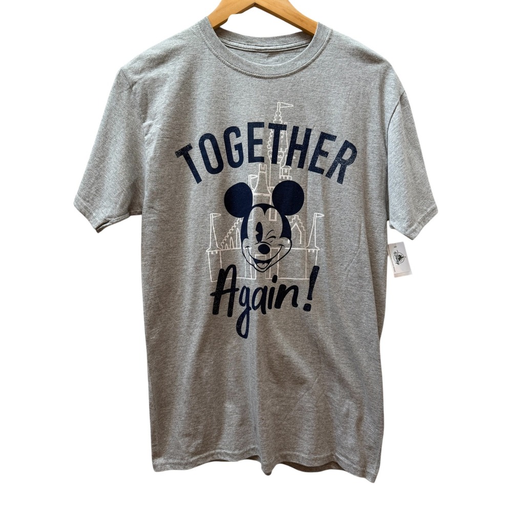 NWT Disney Mickey Mouse Together Again Graphic T Shirt Gray Size Small Authentic